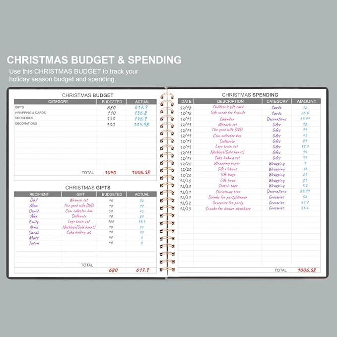 Budget Planner - 8" x 9.5" Monthly Budget Book with Expense Tracker Notebook, 2026 Budgeting Book and Financial Planner to Control Your Money. Large Size, PU Leather, Black