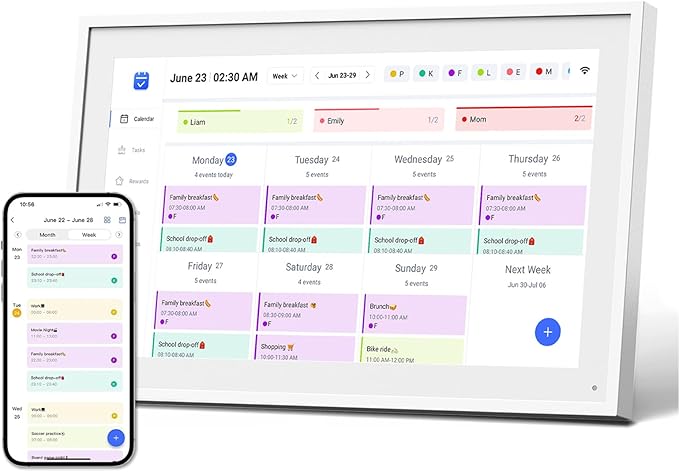 Mezed 10.1" Digital Calendar, Meal Planner, Duty Chart, to Do List,HD Smart Touch Screen Home Interactive Smart Electron Calender , Gifts for Women Men, Gifts for Mom Dad- Built-in Digital Photo Frame Function (white, 10.1)