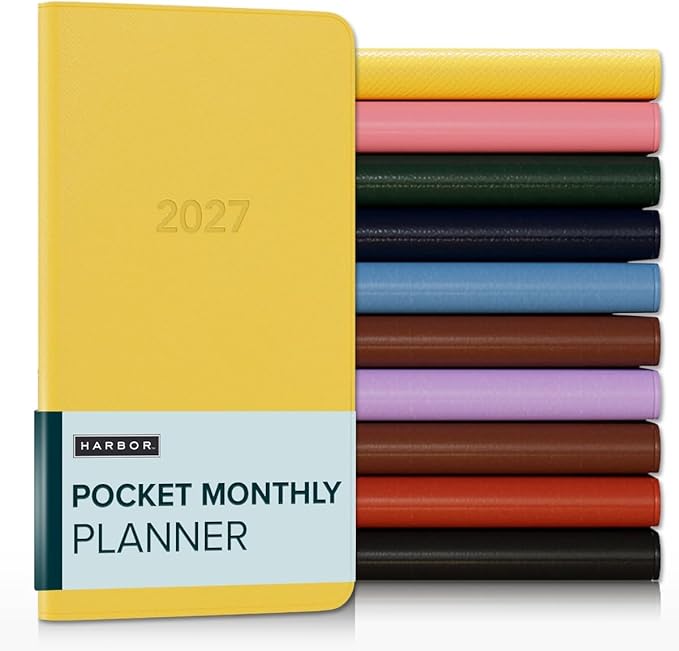 Harbor Pocket Monthly Planner 2027, Calendar Planner and Notebook, Durable Faux Leather, 18 Months, 96 Pages, Softcover & Lightweight - Key West Sundance - 6x3.25"