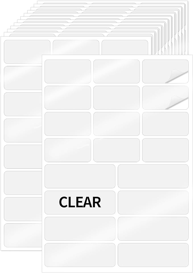 Transparent Stickers Labels, Removable - Self Adhesive Clear Label Stickers for Essential Oil Bottle, Jars, Food Storage or Gift Decoration (2 Size, 300 Sheet)
