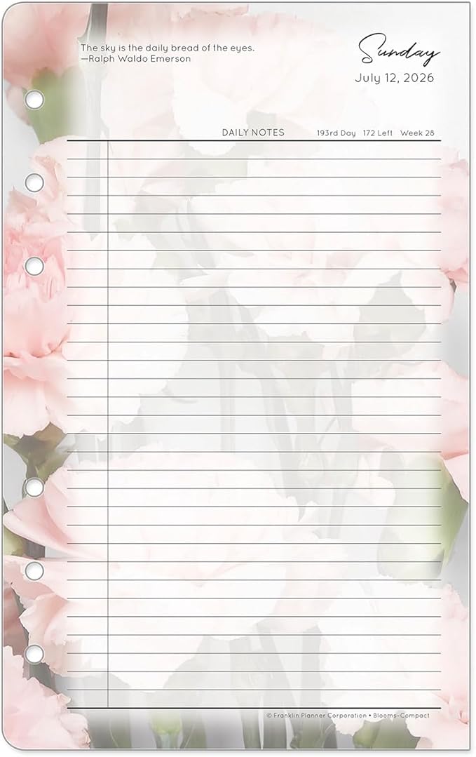 FranklinCovey - Blooms Ring-Bound Planner Refill - Two Page Per Day (Compact, Jul 2026 - Jun 2027)