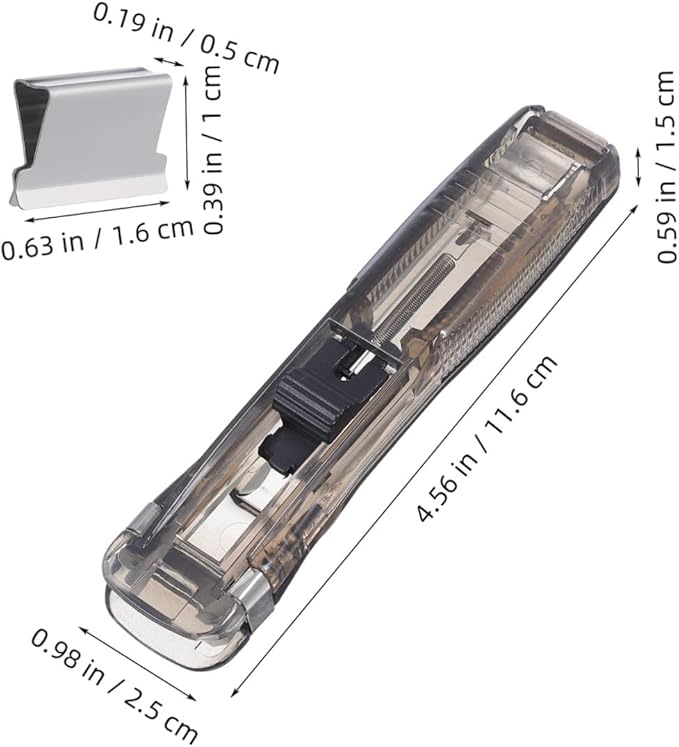 Multi-Function Reusable Clamp Stapler with 200pcs Refill Clips Portable Hand Stapler for Document Binding and Office Filing Organization with Clip Dispensers for School and Work