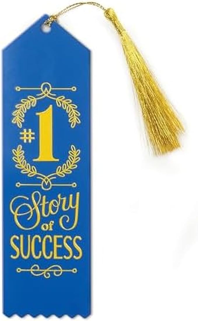 Genuine Fred Novel Achievement Bookmark, Story of Success, Coated Steel with Gold Tassel, 1.9" x 6.9" - Great Gift for Book Lovers, Teachers, Graduates, new Job