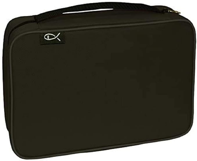 Divinity Boutique Canvas Bible Case - Black Bible Cover for Men and Women - Fabric Zippered Bag with Pockets for Compact, X-Large and XX-Large Books