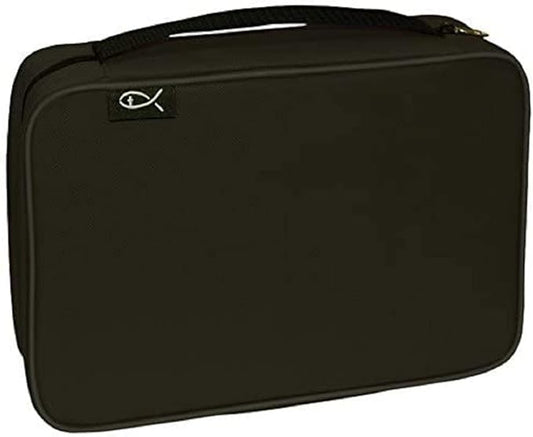 Divinity Boutique Canvas Bible Case - Black Bible Cover for Men and Women - Fabric Zippered Bag with Pockets for Compact, X-Large and XX-Large Books