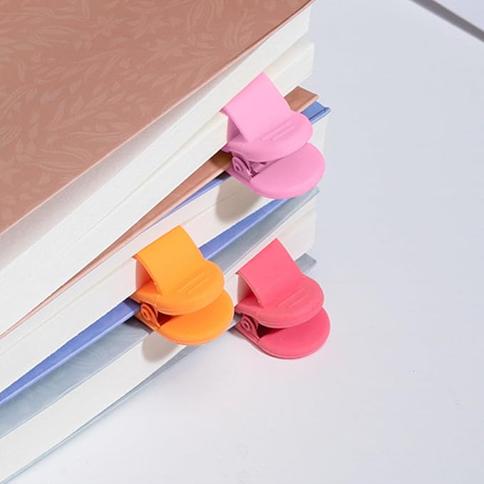 3pcs Page Bookmarks for Reading, Automatic Book Marks Tailored for Book Enthusiasts, Unique and Cute Book Page Holder Markers Clip Reading Accessories Gifts（Pink Orange Rose）