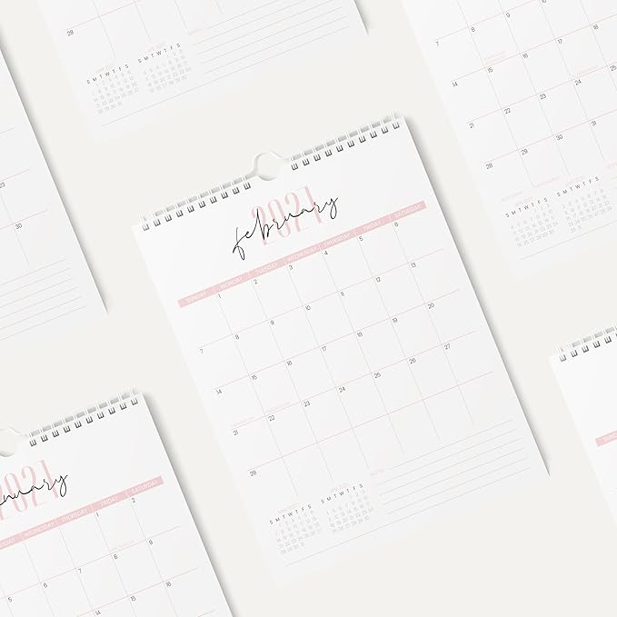 Karto Wall Calendar 2026-2027 - Vertical 8.5x11 inch January 2026 to June 2027 - Boost Your Productivity and Easy Planning with the Aesthetic Monthly Calendar - Two Font Pink