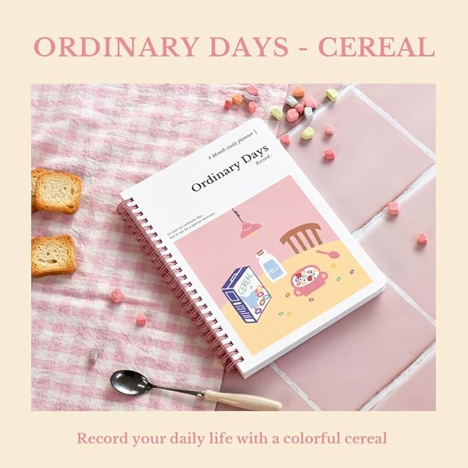 Monolike Ordinary days 4 Month Study Planner, Cereal - Academic Planner, Weekly & Monthly Planner, Study plan