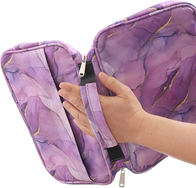 Bible Cover Carrying Book Case Church Bag Bible Protective with Handleand Zippered Back Pocket, Gift for Girls Women Mother Men Women Father Kids(Marple Purple)