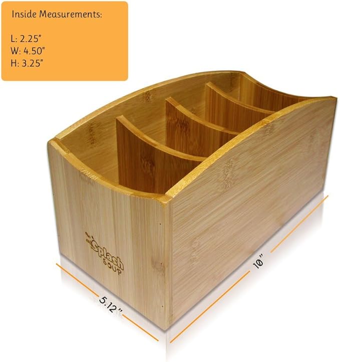 Natural Bamboo Organizer | Kitchen Counter Utensil Storage | Home Office Stationery Desk Caddy | Living Room Table Accessory Remote Holder by Splash Soup