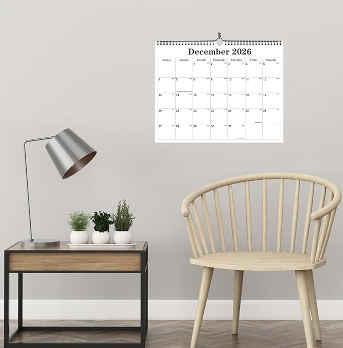 Calendar 2026 - Calendar 2026-2027 from January 2026 to June 2027, Spiral Binding Hanging Wall Calendar 2026 for Home/Office, 8.5" x 11", Black