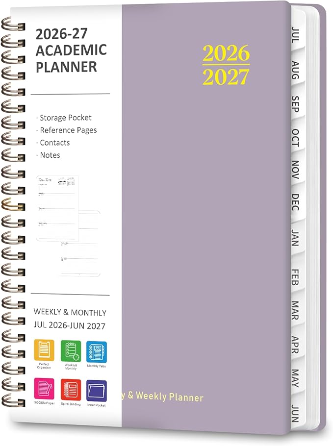 Planner 2026-2027, Weekly and Monthly Academic Planner, July 2026 - June 2027, Hardcover Calendar Agenda Book for School Year Planning, School Supplies for Teacher and Student, A5(6.3'' x 8.5'')
