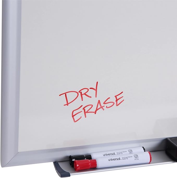 Universal 43625 Dry Erase Board, Melamine, 60 x 36, Satin-Finished Aluminum Frame