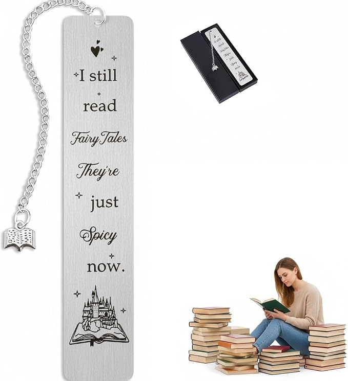 Funny Gifts for Women, Spicy Book Lover Bookmark for Her, Romantasy Reader Gifts for Friend, I Still Read Fairytales Book Marker for Book Club, Birthday Christmas Gifts