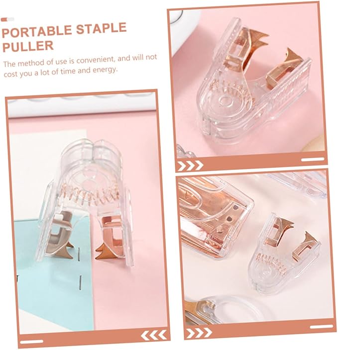 Angoily 2pcs Professional Handheld Stapler Removers Nail Pullers for Office Supplies Rose Gold Design Easy to Use