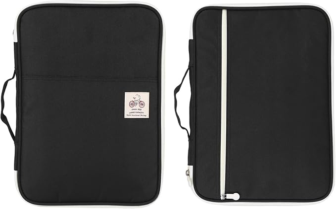 A4 Travel Document Organizer Portfolio with Zippered Design File Bag for Office Business Storage and Portable Document Holder