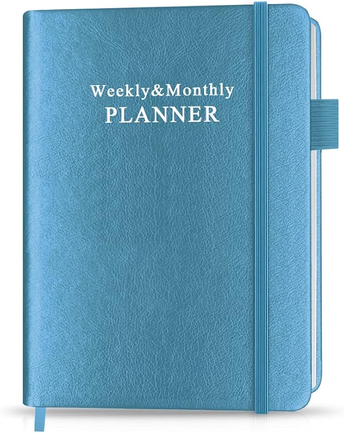 Undated Planner for Any Year - Weekly & Monthly Planner & Journal to Track Goals, Perfect to Organize Your Daily Life, 5.85" x 8.25", Blue