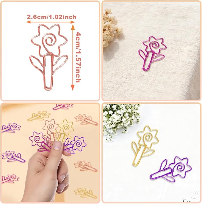 ELANE 36 pcs Paper Clips Bookmarks Dispenser Bookmark Memo Clip for School Teacher Office Supply Student Stationery. (Colorful-Sunflowers)