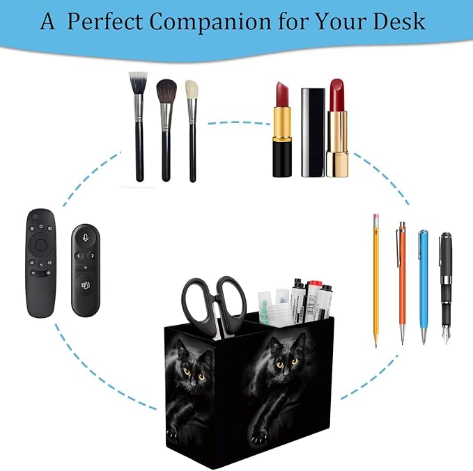 Pen Holder and Anti-Slip Mouse Pad Combination, Makeup Brush Storage Box, Tableware Storage Box, Suitable for Office and Home - Cat