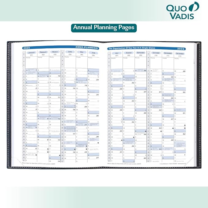 Quo Vadis 2026 Trinote - Weekly Planner - 13 Months, Dec. to Dec. - 7 x 9 3/8" - Smooth Faux Suede Texas Violet Cover - Productivity Appointment Planner