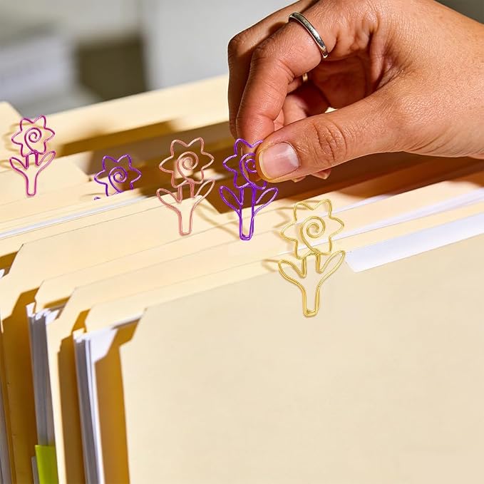 ELANE 36 pcs Paper Clips Bookmarks Dispenser Bookmark Memo Clip for School Teacher Office Supply Student Stationery. (Colorful-Sunflowers)