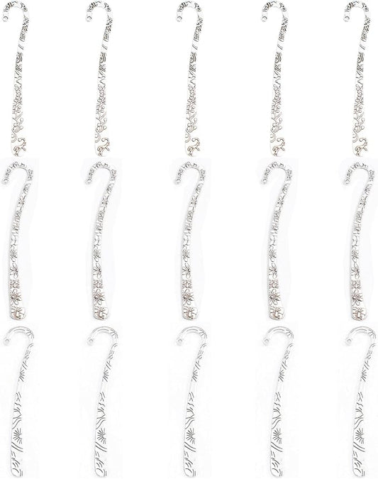 15 Pack Metal Bookmark - Silver Metal Bookmark Hairpin Hook Carved Antique Vintage with Loop Book Markers Embossed Bookmarks, Jewelry Making Charms