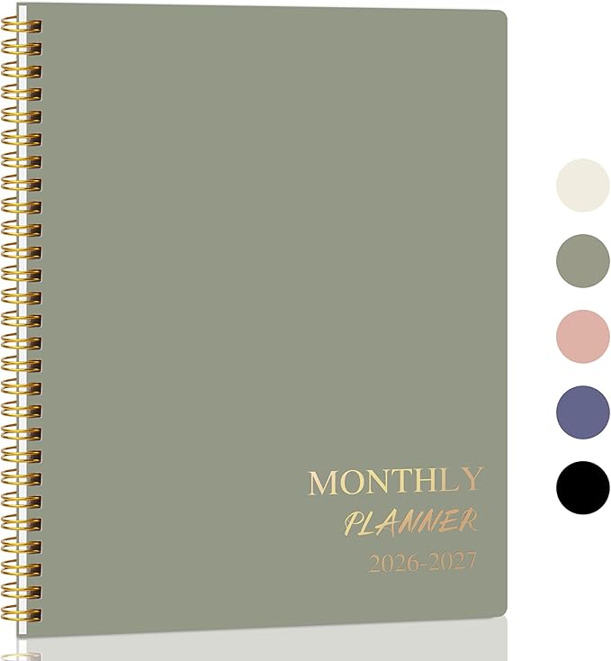 2026-2027 Monthly Planner - 2 Year Monthly Planner 2026-2027, Hard Cardboard Cover, Jan 2026 - Dec 2027, 7.5" x 10", 2 Year Calendar with 24 Month, Twin-wire Binding, Note Pages