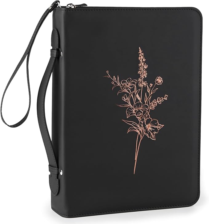 Bible Cover Case for Women and Men, PU Leather Bible Bag Bible Study Supplies Accessories with Detachable Wrist Strap