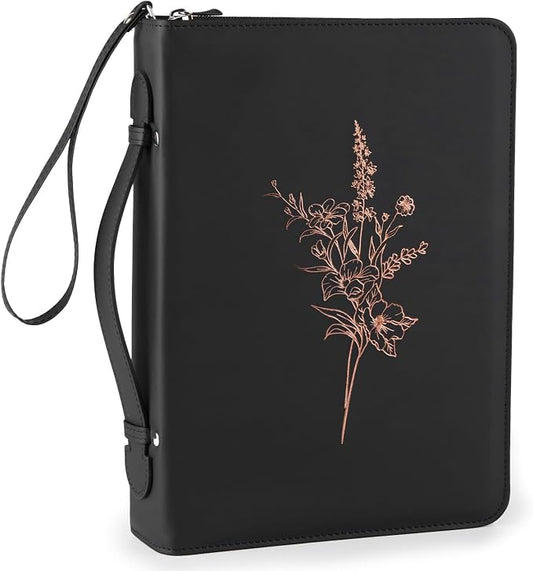 Bible Cover Case for Women and Men, PU Leather Bible Bag Bible Study Supplies Accessories with Detachable Wrist Strap
