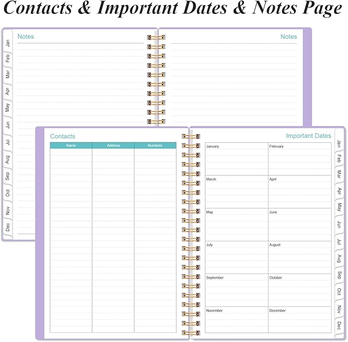 2026 Planner - Weekly and Monthly Calendar Planner from Jan 2026 - Dec 2026, Planner 2026 Spiral Bound with 12 Monthly Tabs, Inner Pocket, Perfect for School Office Supplies, 6.4" x 8.5", Purple
