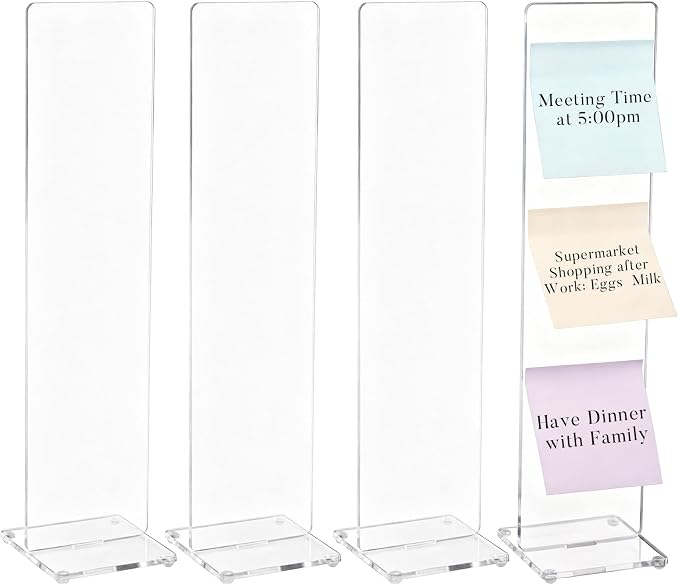 4Pack Computer Monitor Memo Board Acrylic Monitor Sticky Note Holder Clear Sticky Notes Organizer Portable Message Panel Reminder Office Desk Accessories for Office Home