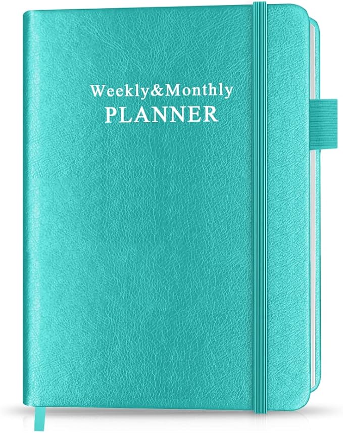 Hardcover Undated Planner for Any Year - Weekly & Monthly Planner & Journal to Track Goals, Perfect to Organize Your Daily Life, 5.85" x 8.25", Teal