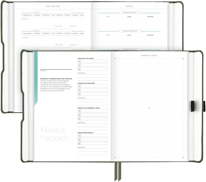 AT-A-GLANCE Foundation Planner, Undated Inspiration Journal, Set Goals, Track Progress, Create Habits, Weekly & Monthly, Small, 5-3/4" x 8-1/4", Green (FD-200-60)