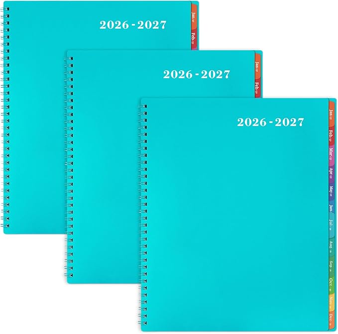 2026-2027 Monthly Planner - Monthly Planner 2026-2027, Calendar 26-27, 18 Month Planners with Tabs & Pocket & Label, Contacts and Passwords, 9" x 11", Thick Paper, Twin-Wire Binding - Blue 2