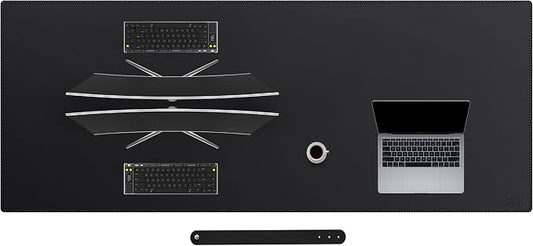 Cacoy 78.7"x31.5" XXL PU Leather Desk Mat, Waterproof Meeting Desk Pad Protector, Large Gaming Computer Mouse Pad, Extended Office Desk Decor, Desktop Cover Mat Conference Table Pads (Black)