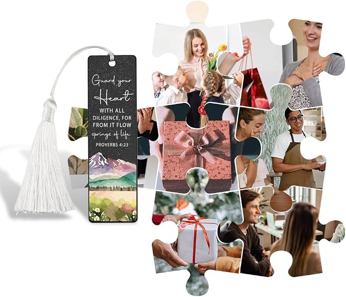 Christian Heart Guarding Bookmark, Inspirational Gift for Believers, Uplifting Gift for Spiritual Readers, Spiritual Bookish Present, Unique Landscape & Scripture Design Bookmark, WCB72
