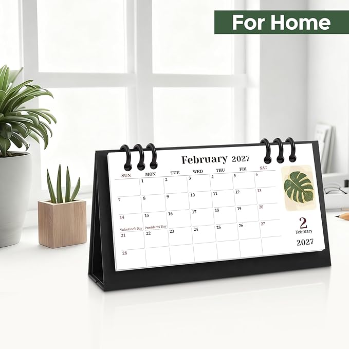 KONVINIT Small Desk Calendar 2026-2027, 6.3" x 3.1", 2026 Desk Calendar - Runs From January 2026 Until December 2027, 24 Months Mini Desktop Calendar for School, Home and Office Supplies