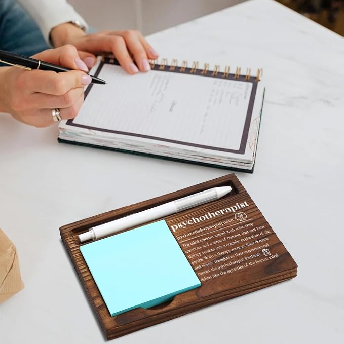 Wooden Sticky Note Holder for Psychotherapists, Inspirational Office Desk Organizer, Therapist Gift, 16.5 x 12 x 1.5 cm,LQQ22