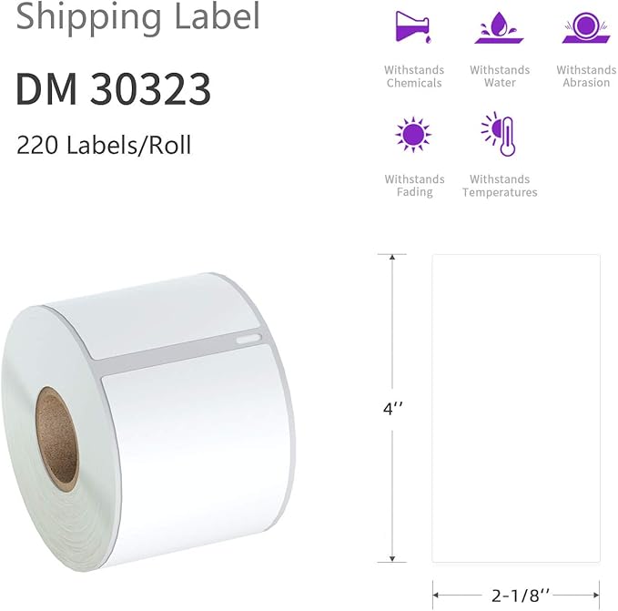 AveneMark 12 Rolls Compatible DYMO 30323 (2-1/8" x 4") Shipping Labels, Direct Thermal Address Shipping Postage Barcodes, Compatible with Rollo, DYMO 4XL & Zebra Desktop Printers (220 Labels/Roll)