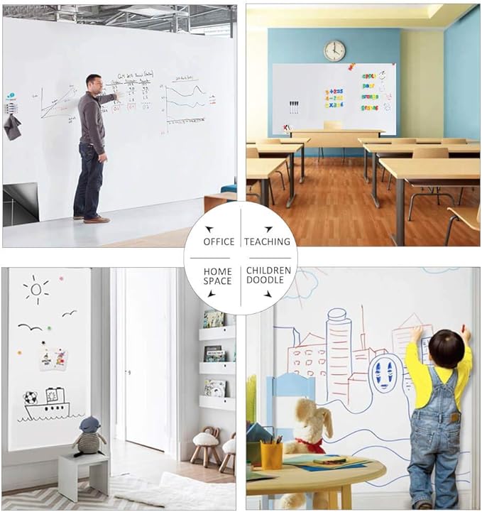 ZHIDIAN Magnetic Whiteboard Sticker for Wall/Door, 60" x 36" Large Self Adhesive White Board Wallpaper, Whiteboard Contact Paper, Large Dry Erase Sheet/Film for Office/Home/School