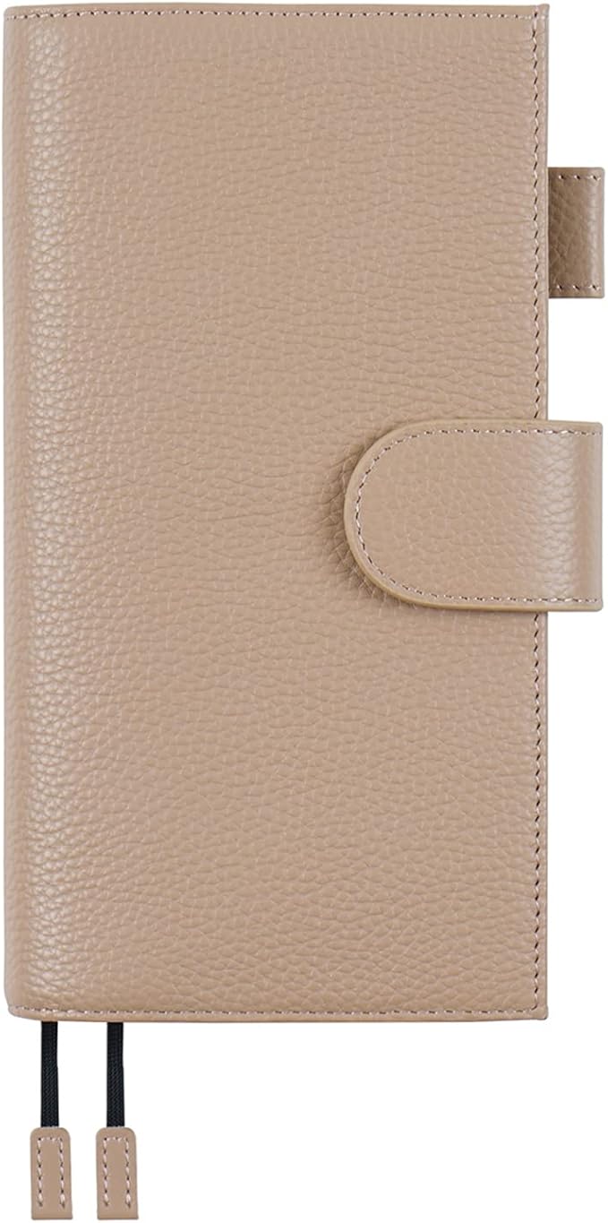 Moterm Leather Cover for Hobonichi Weeks - Fits Hobonichi Weeks/Weeks Mega, with Back Pocket (Pebbled-Taupe)