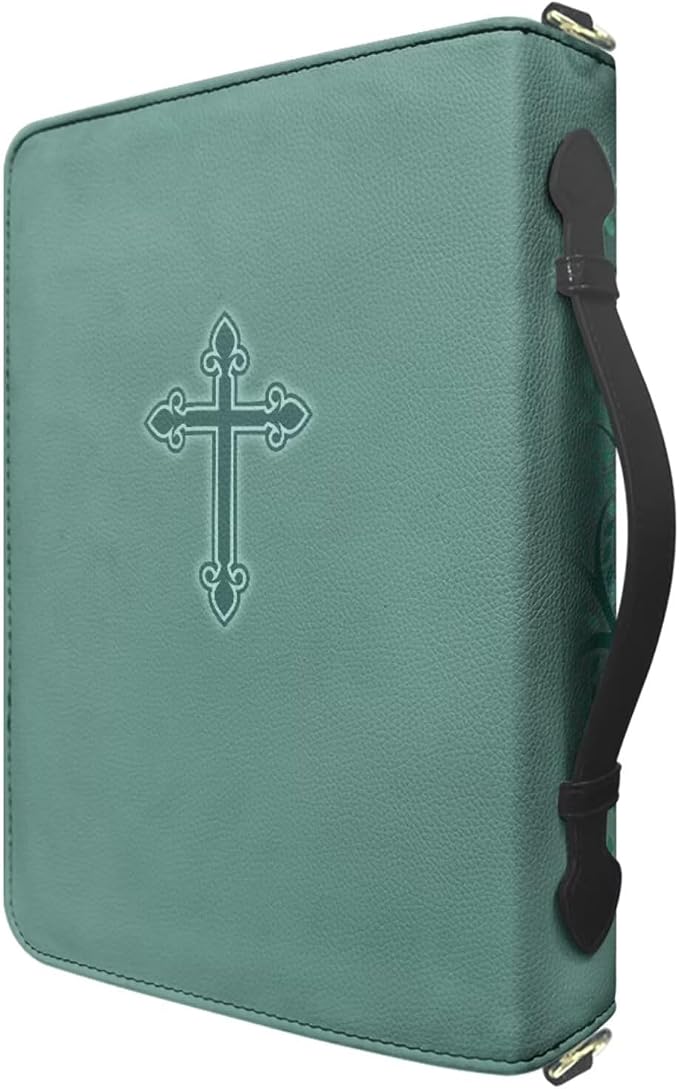 Personalized Bible Cover Case for Women - Custom Your Name Womens Bible Case with Zipper, Handle & Detachable Adjustable Strap, Large Bible Covers for Women – Bible Study Supplies, Green