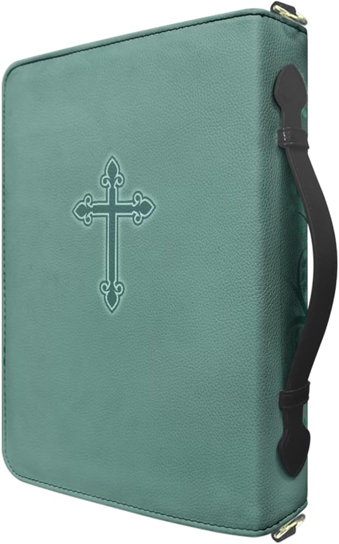 Personalized Bible Cover Case for Women - Custom Your Name Womens Bible Case with Zipper, Handle & Detachable Adjustable Strap, Large Bible Covers for Women – Bible Study Supplies, Green