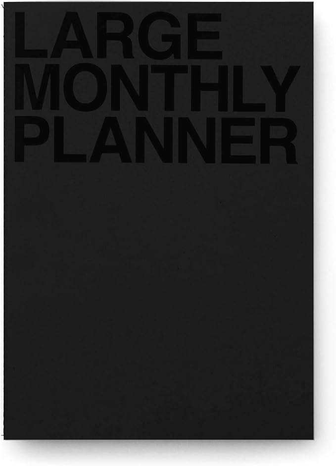 JSTORY Large Monthly Planner Lays Flat Undated Year Round Flexible Cover Goal/Time Organizer Thick Paper Eco Friendly Customizable Stitch Bound A4 16 Months 18 Sheets Black