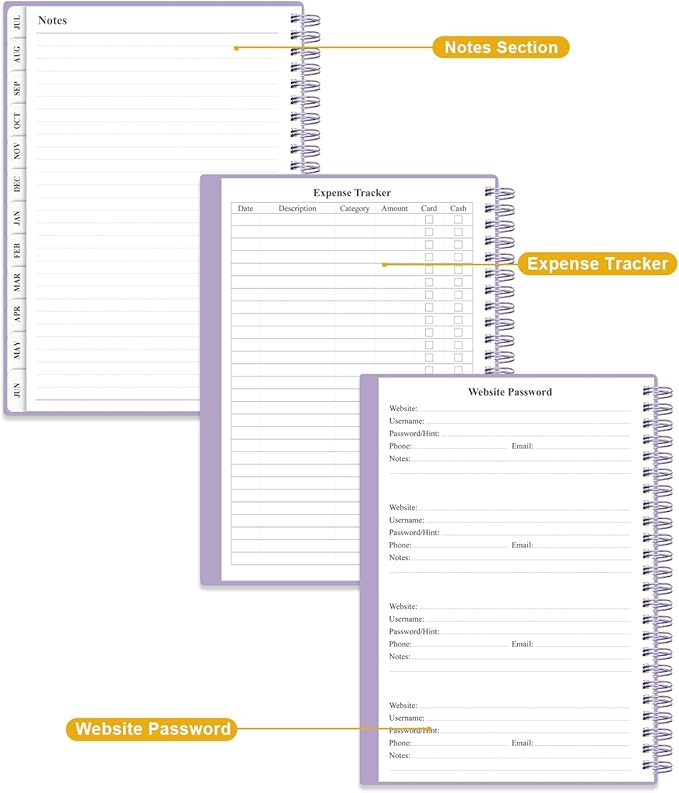 Planner 2026-2027 - Academic Planner from July 2026 to June 2027, Weekly & Monthly Planners Spiral Bound with 12-Month Tabs, Inner Pocket, 6.25" x 8.5", Purple