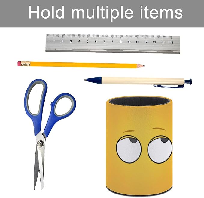 Eye Pen Holder Pencil Organizer Cute Pencil Cup Desk Decor Makeup Brush Holder PU Multifunctional Office Suppliesfor Home Classroom School