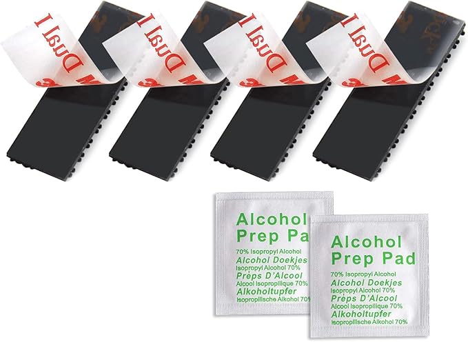 EZ Pass/IPass/IZoom/SunPass Mounting Strips 4 Pcs (2 Sets), Peel and Stick Adhesive Strips Dual Lock Tape (4, Black)