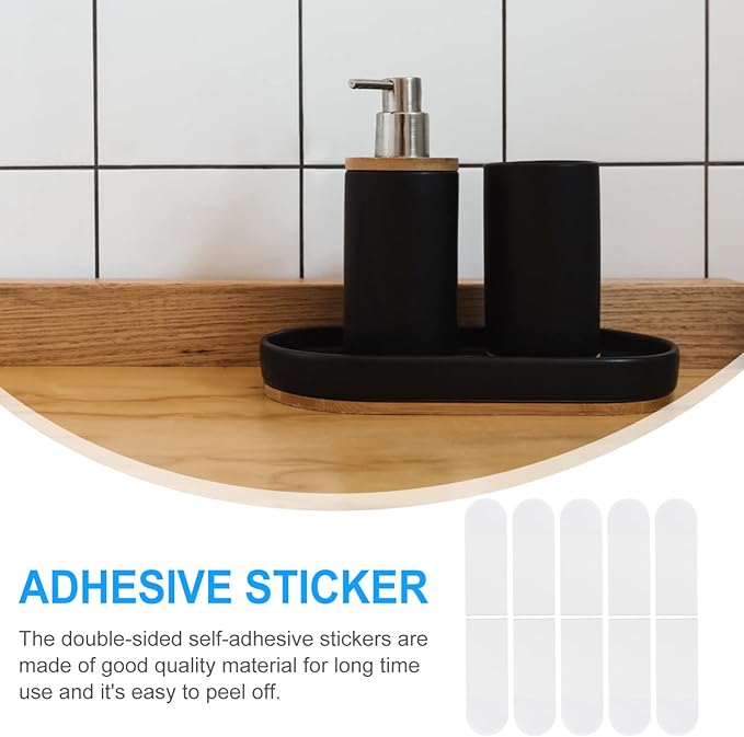 Housoutil 50pcs Double-Sided Adhesive Stickers Removable Hook Tape for Smooth Mounting Pads for Home Office and Craft Projects