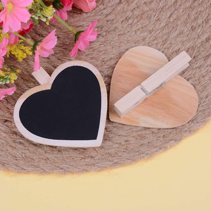 30 Pcs 2.6 * 2.2Inch Wood Mini Chalkboard Clips Wooden Blackboard Clips Chalk Board Message Board Tag Signs with Pegs for Memo,Note Taking,Food Label,Wedding Table Number Place Card,Party Decor
