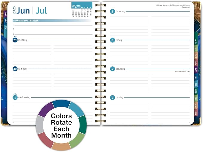 HARDCOVER Academic Year 2026-2027 Planner: 14 Months (May 2026 Through June 2027) 8.5"x 11" Daily Weekly Monthly Planner Yearly Agenda. Bookmark, Pocket Folder and Sticky Note Set (Dark Blue Marble)